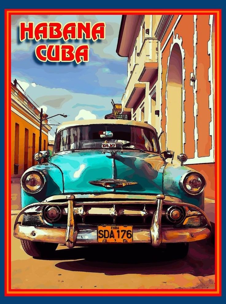 Куба Гавана (открытка) - открытка, куба, лето, отпуск, гавана, ретро, машина, воспоминани - оригинал