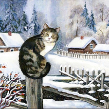 Схема вышивки «Деревенский кот»