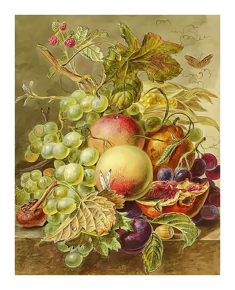 Натюрморт. Виноград. - живопись, яблоки, натюрморт, виноград - оригинал