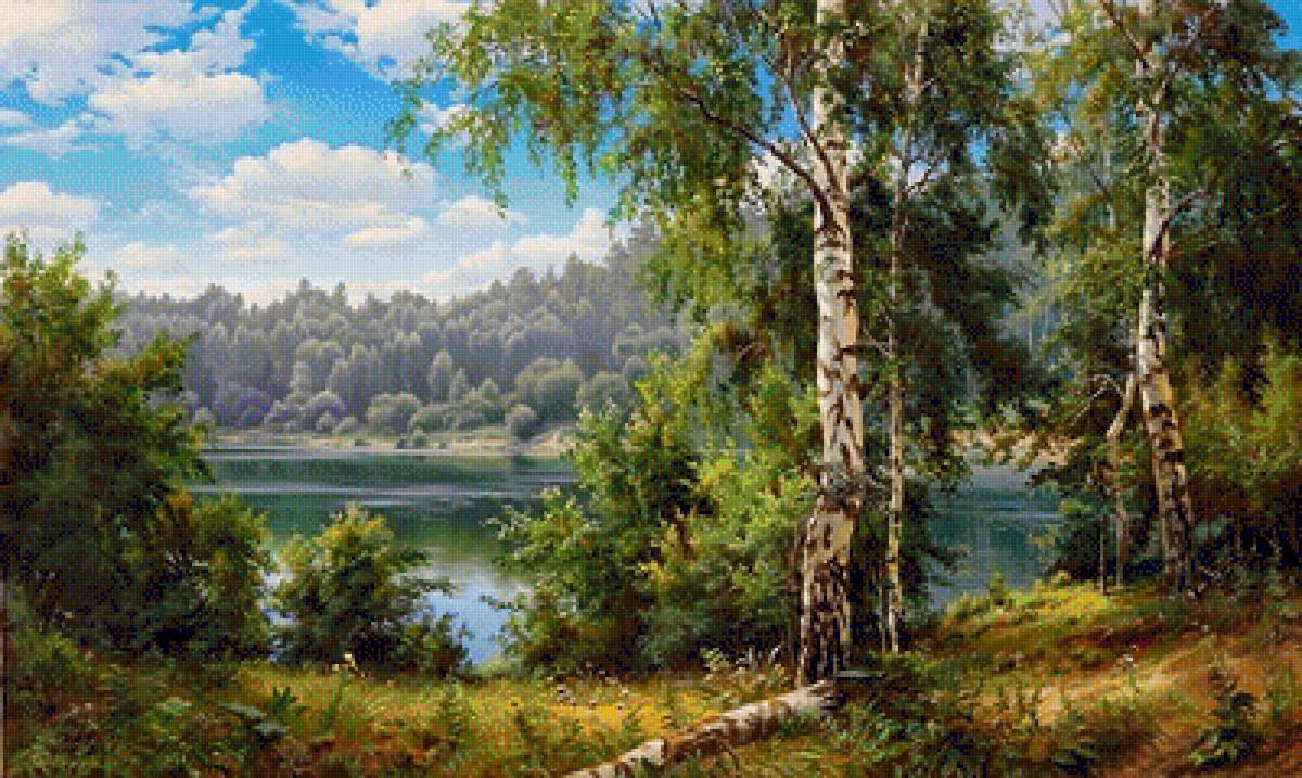 Озеро в лесу - озеро, поляна, лес - предпросмотр