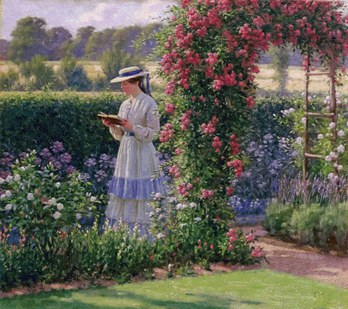 Sweet Solitude. - edmund blair leighton painter.scenarys.ladies.flowers and garden - предпросмотр