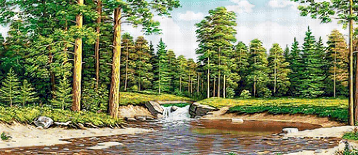 пейзаж - природа, река, пейзаж, лес, сосны - предпросмотр