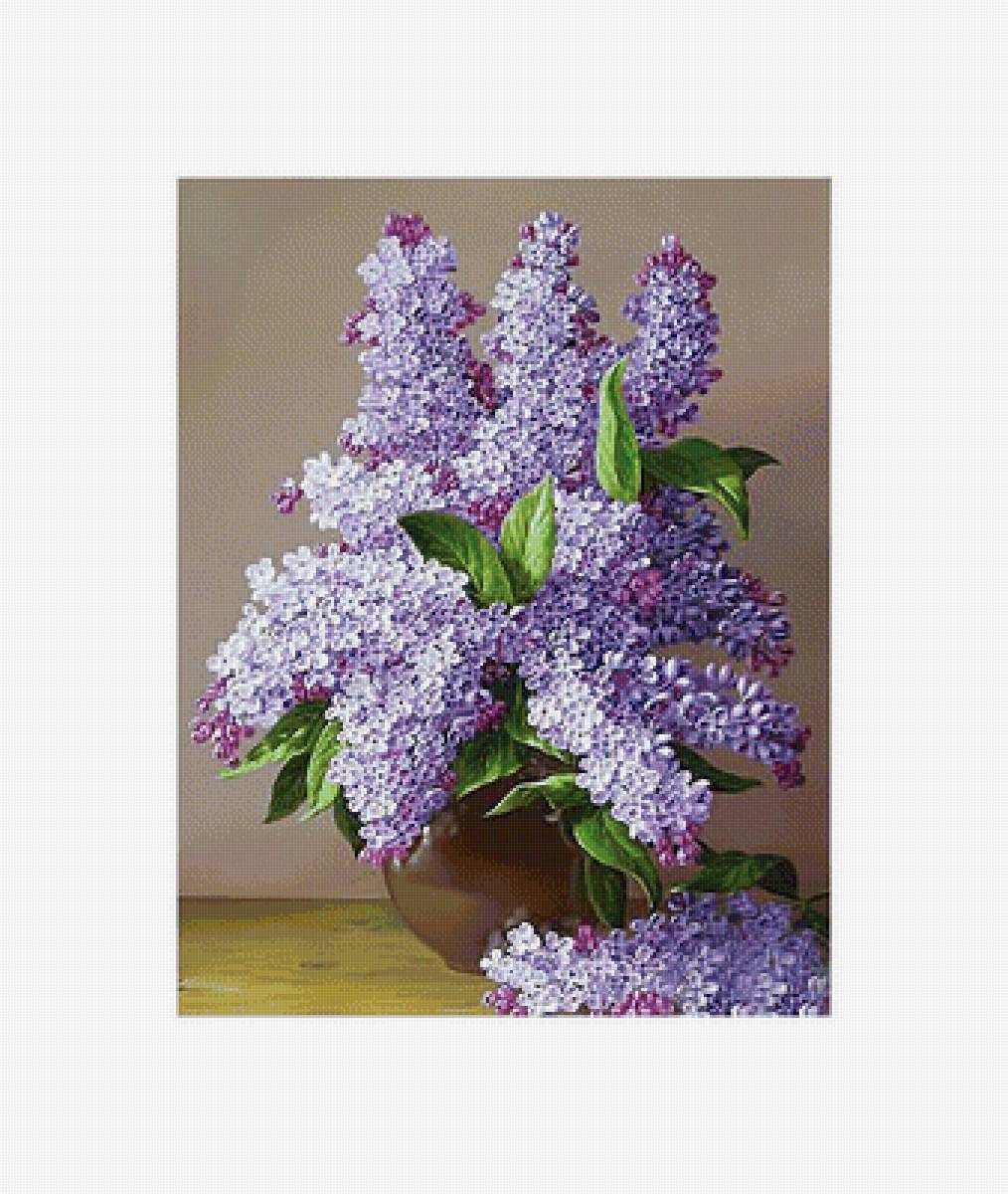 Букетик сирени. 218/280 крестов. - цветы, сирени, букет, живопись - предпросмотр