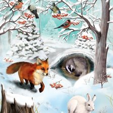 Схема вышивки «лиса пейзаж»