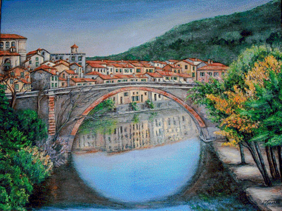 Ponte Di Fossombrone. - paola vincenti painter.landscapes.cityscapes. - предпросмотр