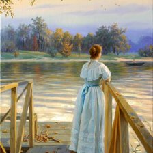 Схема вышивки «Дама на пирсе»