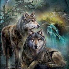 Оригинал схемы вышивки «пара  волков» (№2064624)