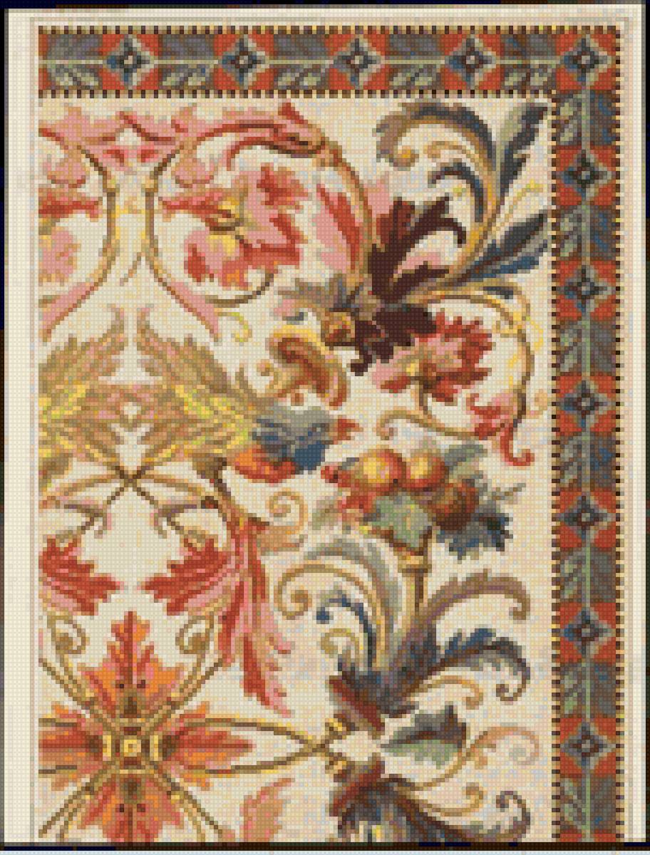 орнамент - гобелен, цветы, птицы - предпросмотр