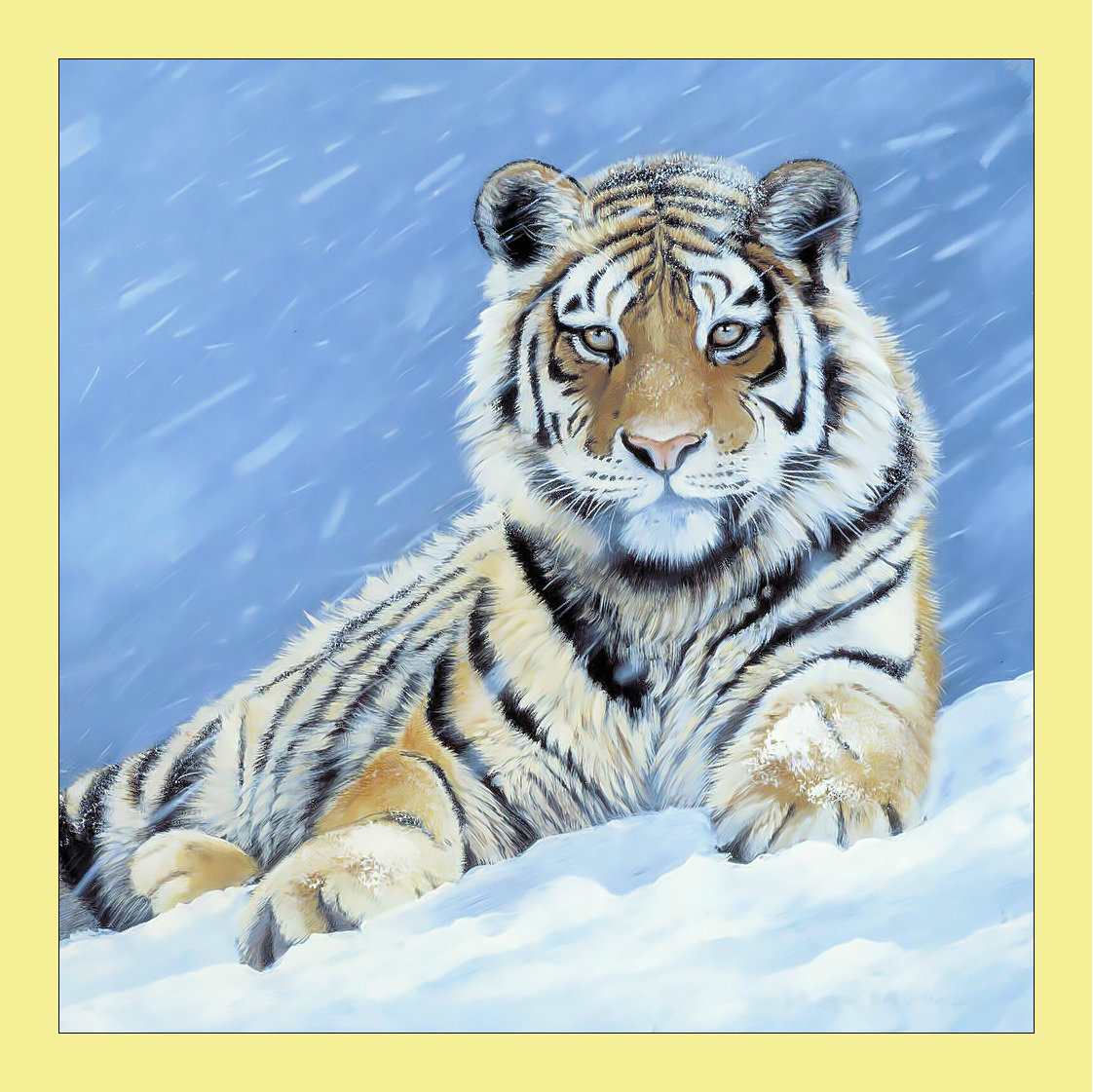 Тигр. - взгляд, хищник, животные, живопись, зима, тигр, снег - оригинал