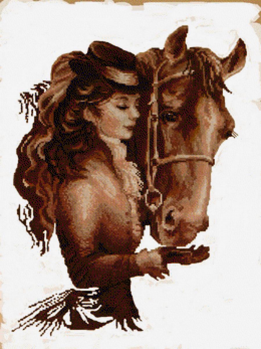 Наездница - конь, девушка, амазонка - предпросмотр