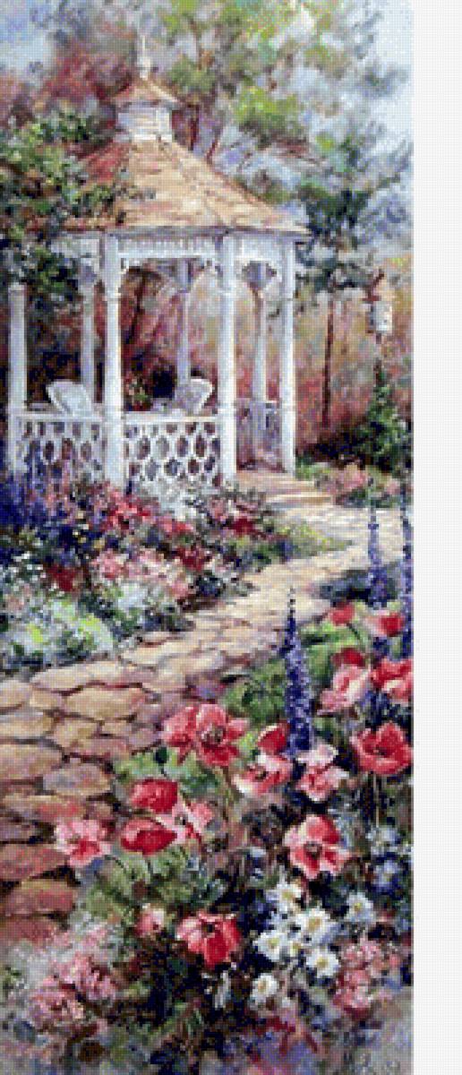 БЕСЕДКА В САДУ - пейзажи - предпросмотр