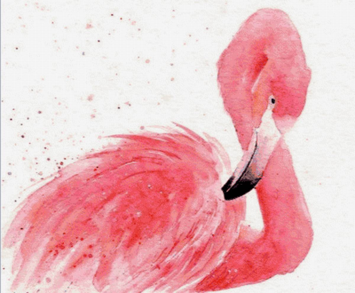 Фламинго - фламинго, акварель - предпросмотр