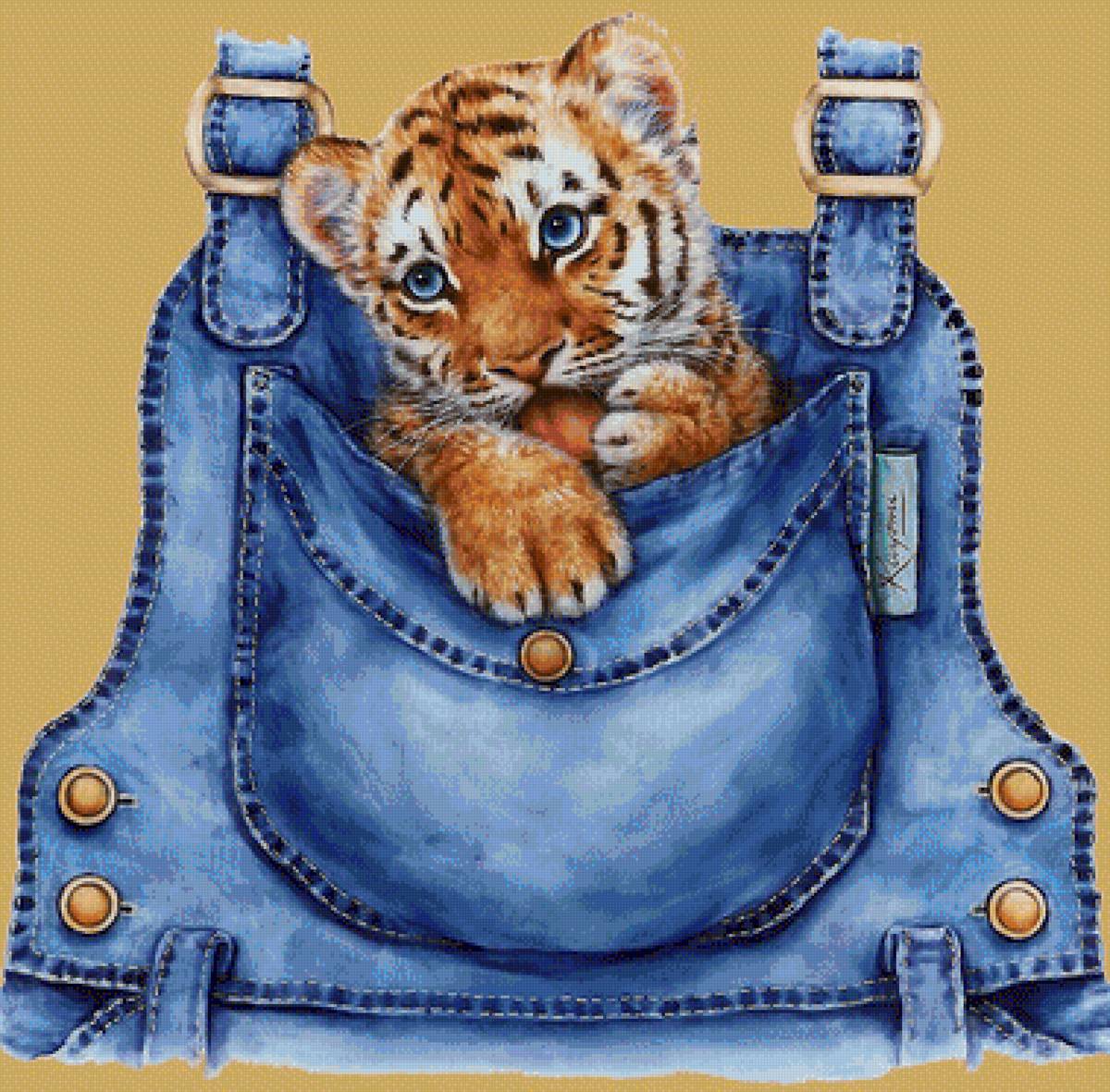 тигренок в кармане - тигренок, карман - предпросмотр