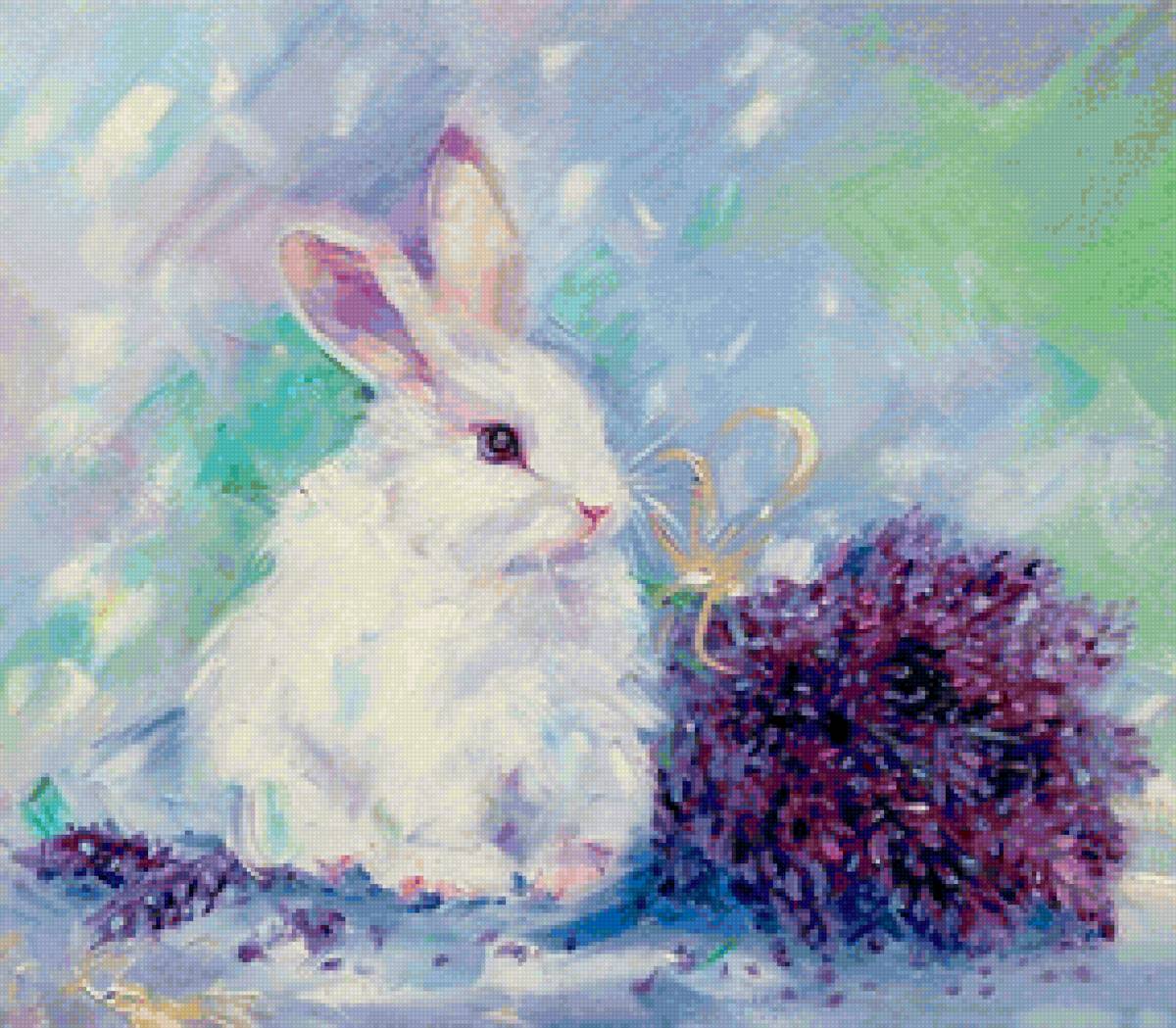 кролик 2 - лаванда, заяц, животные, кролик, цветы - предпросмотр