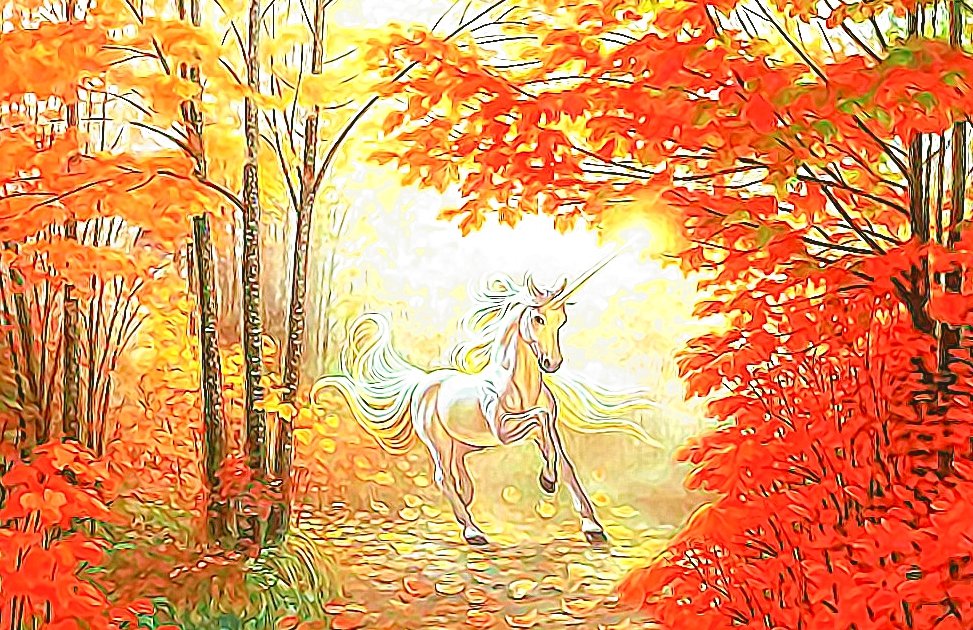 №2067648 - лес, осень, единорог - оригинал