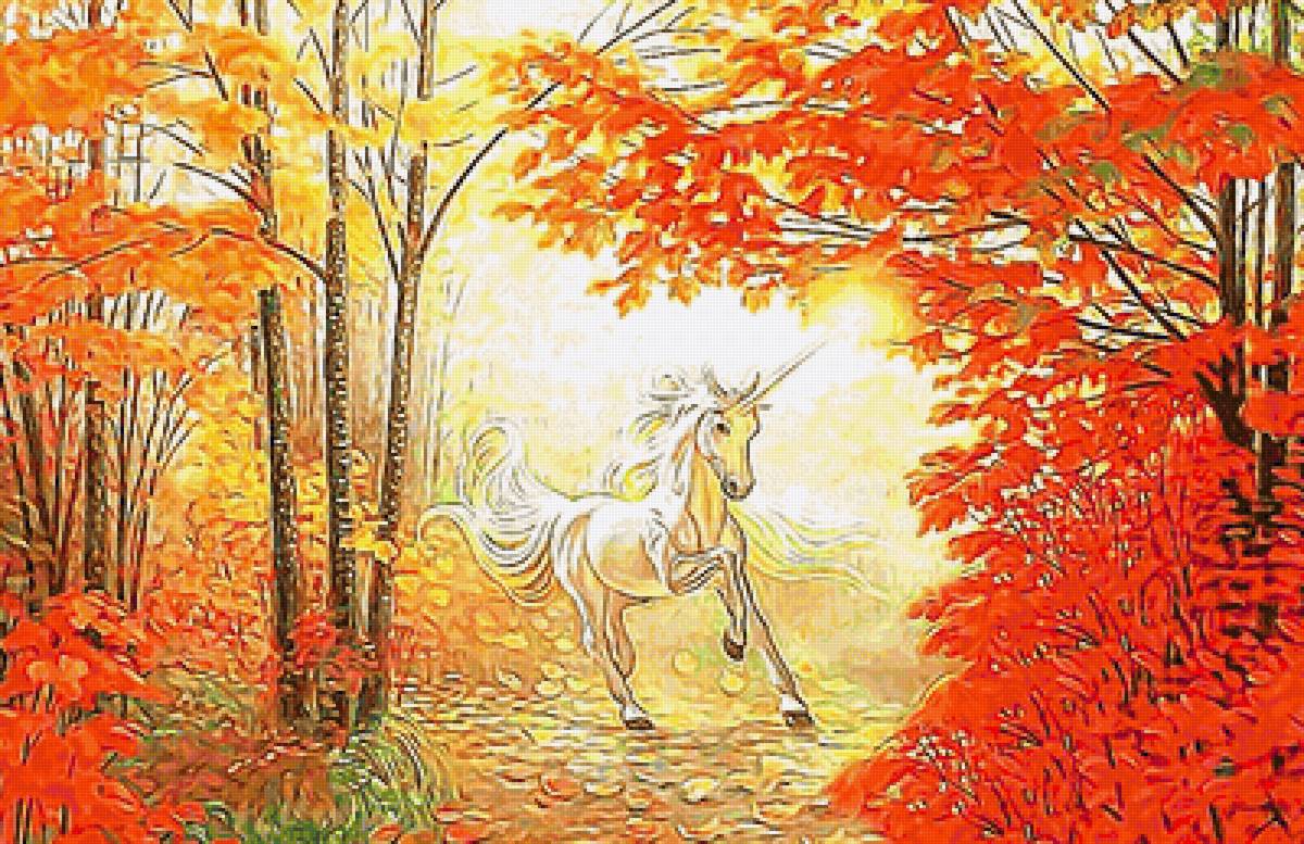 №2067648 - лес, единорог, осень - предпросмотр