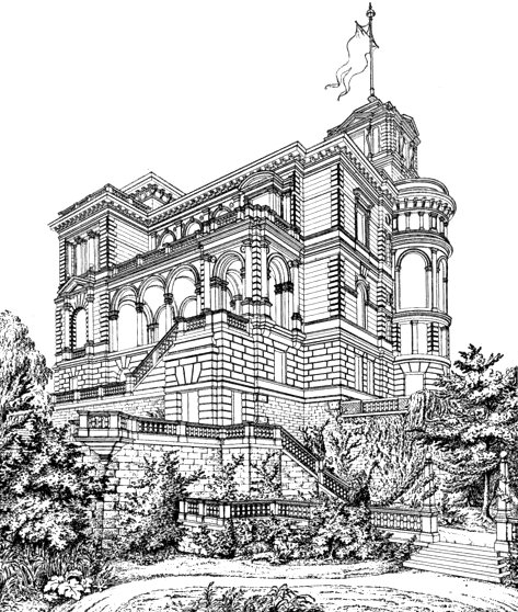 №2067699 - рисунок карандашом, графика, замок - оригинал