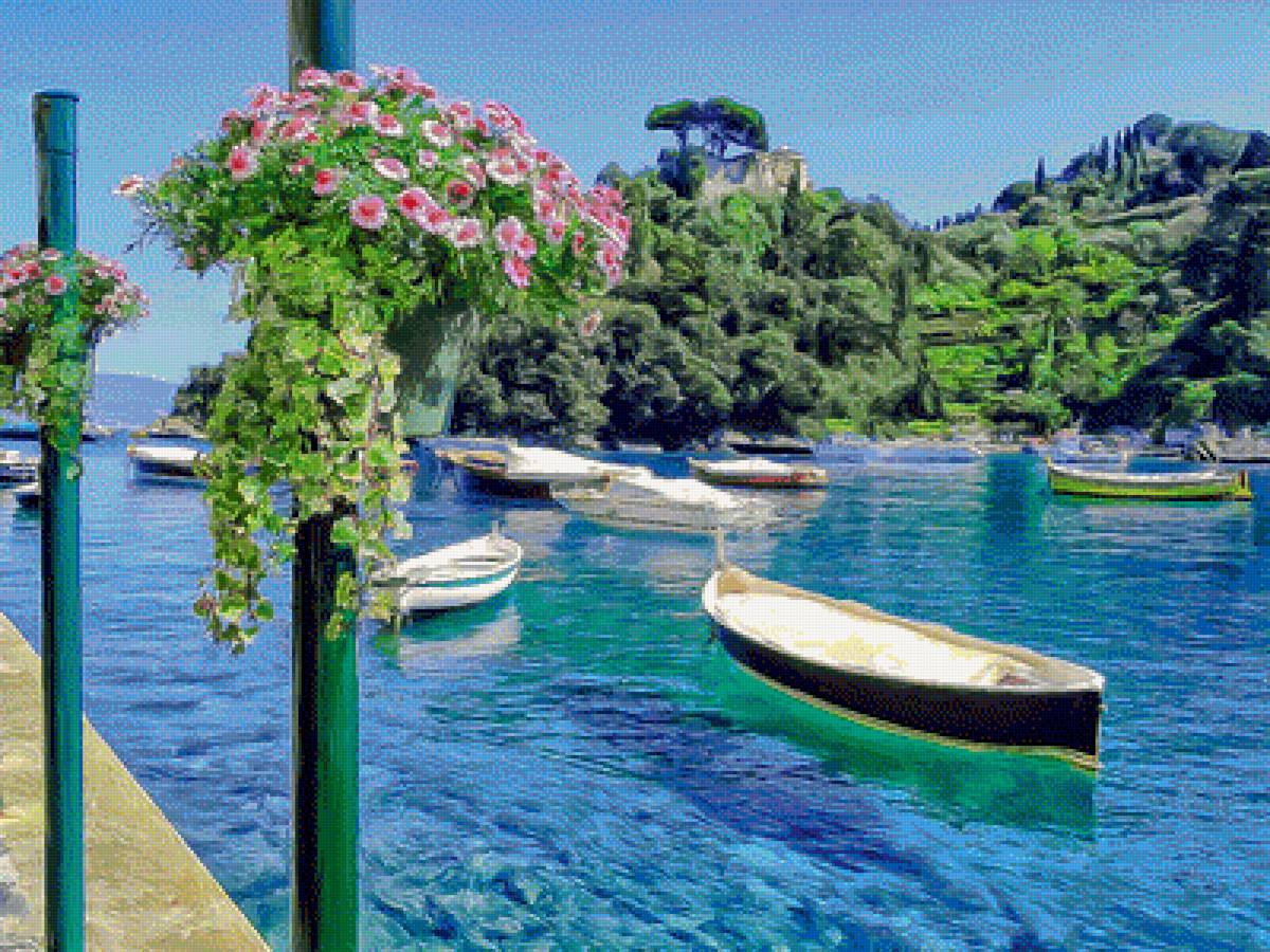 Boats At Portofino. - dominic piperata painter.seascapes.flowers and gardens. - предпросмотр