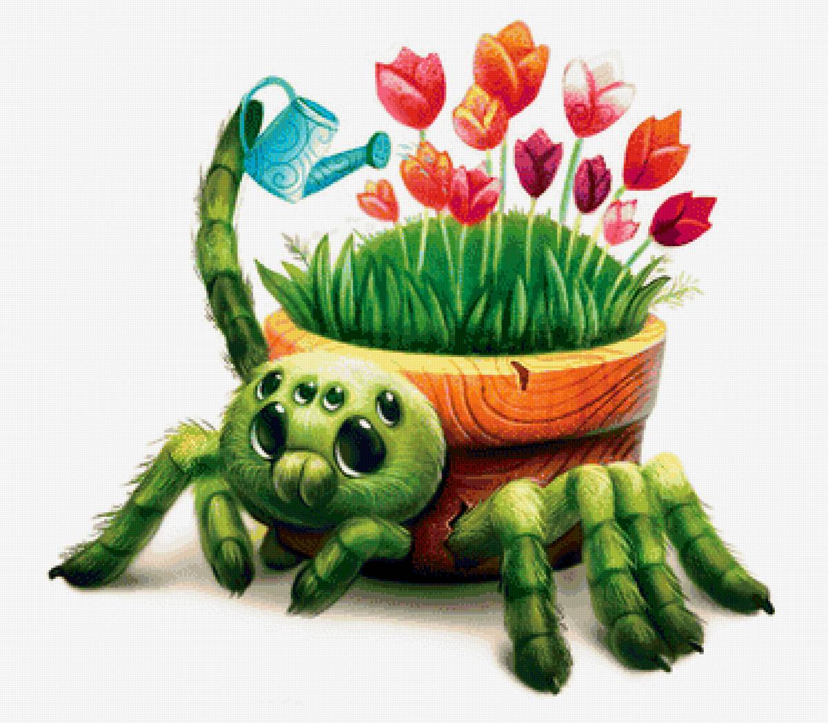 Цветочный паук - цветы, паук - предпросмотр