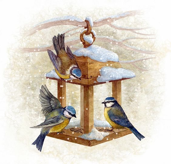 №2069171 - птицы, зима, кормушка, синички - оригинал