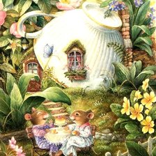 Схема вышивки «миші п'ють чай»