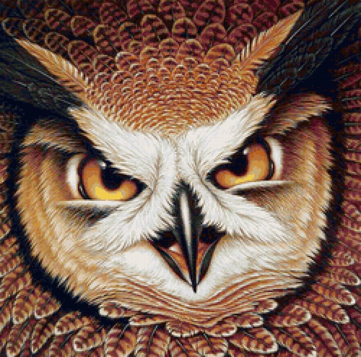 Страшный филин - сыч, портрет, голова, птицы, филин - предпросмотр