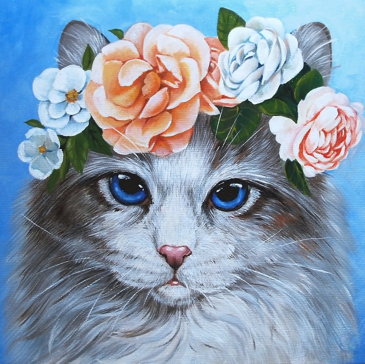 кошка в венке - кошка, венок - оригинал