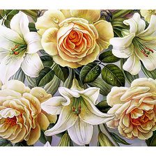 Оригинал схемы вышивки «Розы и лилии.» (№2071375)