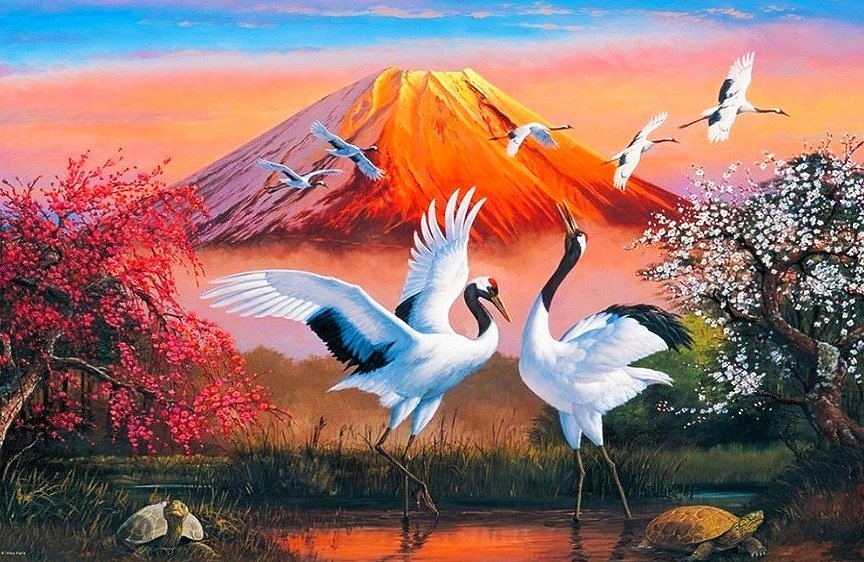 Танцующие журавли - журавли - оригинал