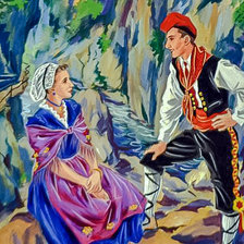 Оригинал схемы вышивки «Couple at Mondony Gorges.» (№2072401)