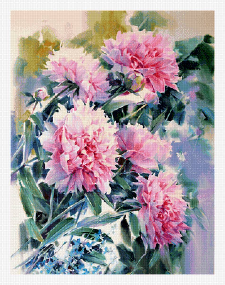 пионы - цветы, живопись - предпросмотр