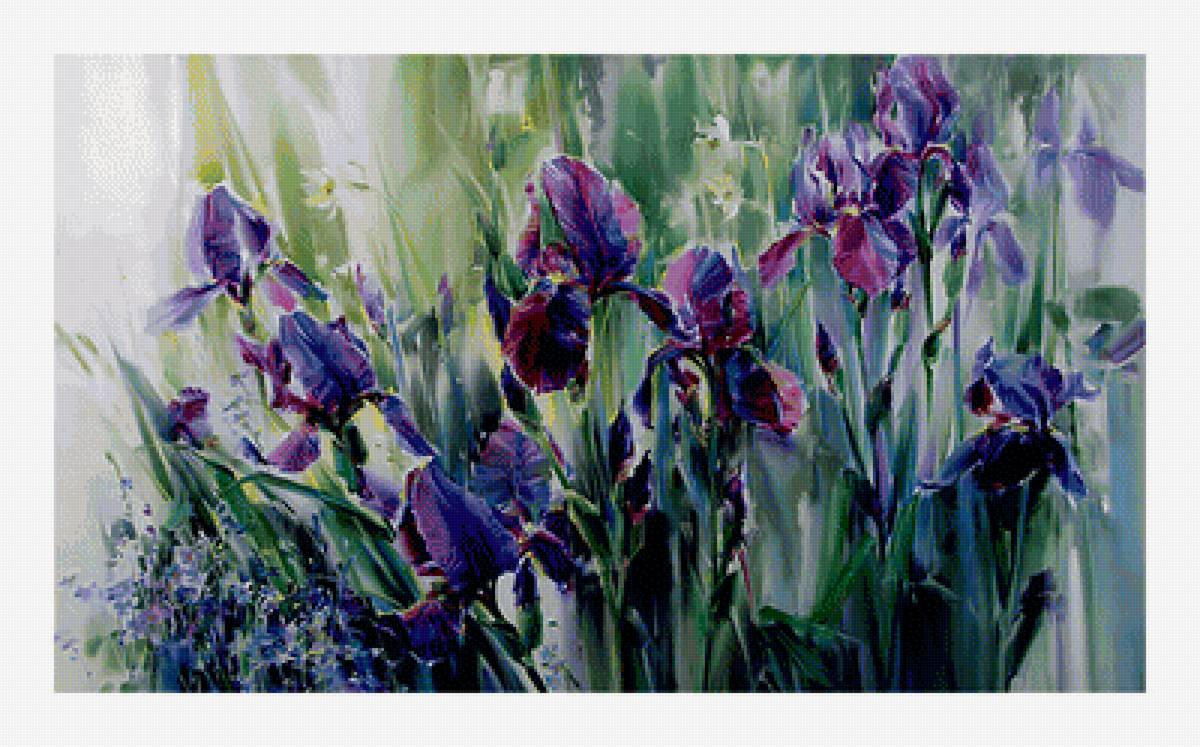 Ирисы - цветы, живопись - предпросмотр