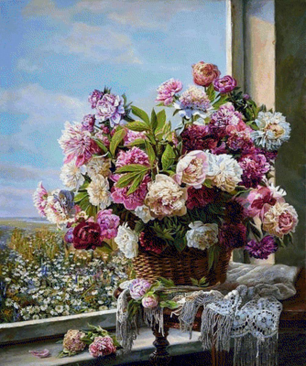 пионы - пейзаж, букет, лето, пионы - предпросмотр