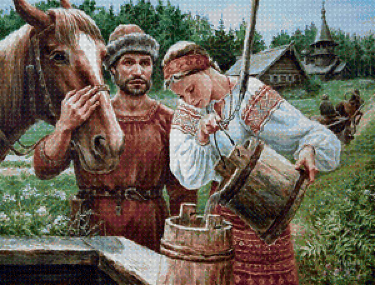 напои моего коня - колодец, дева, деревня, конь - предпросмотр