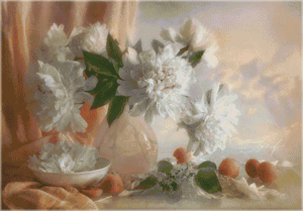 Натюрморт с пионами. - цветы, натюрморт, белый, пионы - предпросмотр