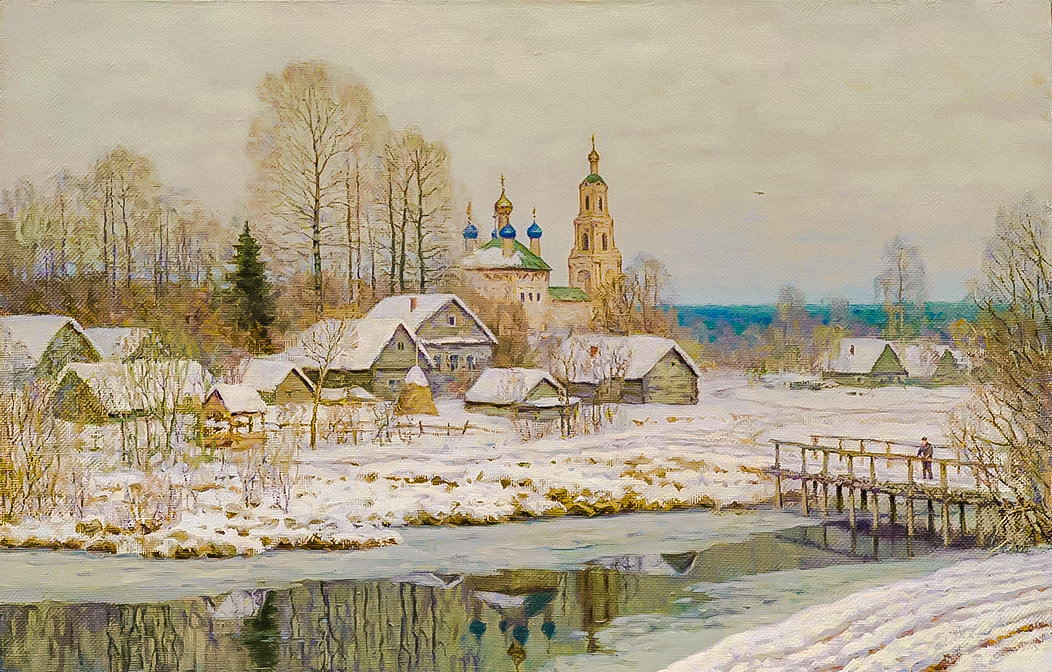 Quiet Flow. - rem saifulmulukov painter.snowscapes.people. - оригинал
