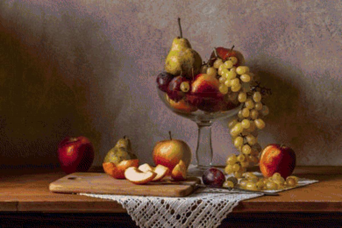 натюрморт - ваза, фрукты - предпросмотр