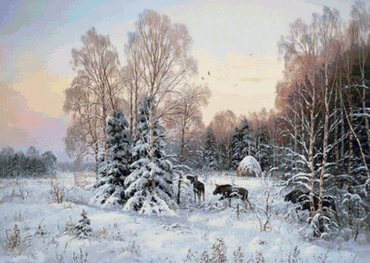 №2078973 - зима, лоси, закат, животные, лес - предпросмотр