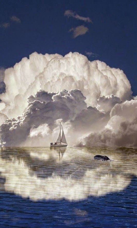 Парус - свобода, одиночество, парусник, облака, море - оригинал