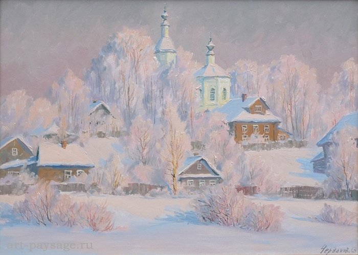 Мороз и солнце. Чердаков - зима, пейзаж, картина, солнце, чердаков, мороз, иней - оригинал