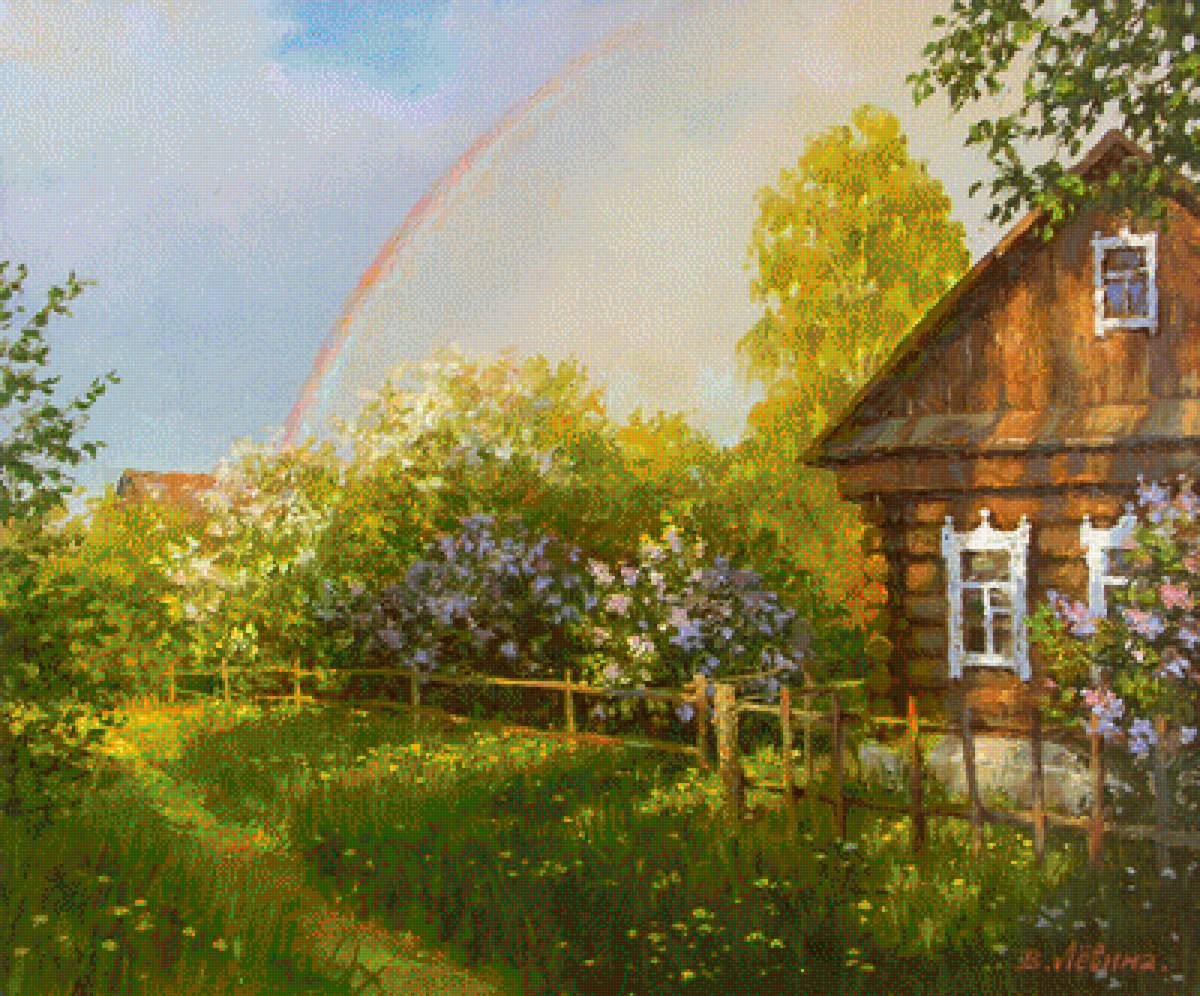 Картина Виктории Левиной - спокойствие, умиротворение, деревня, природа, весна - предпросмотр