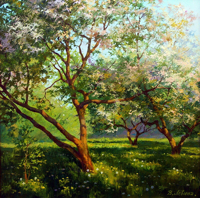 Картина Виктории Левиной - природа, спокойствие, весна, деревня, умиротворение - оригинал