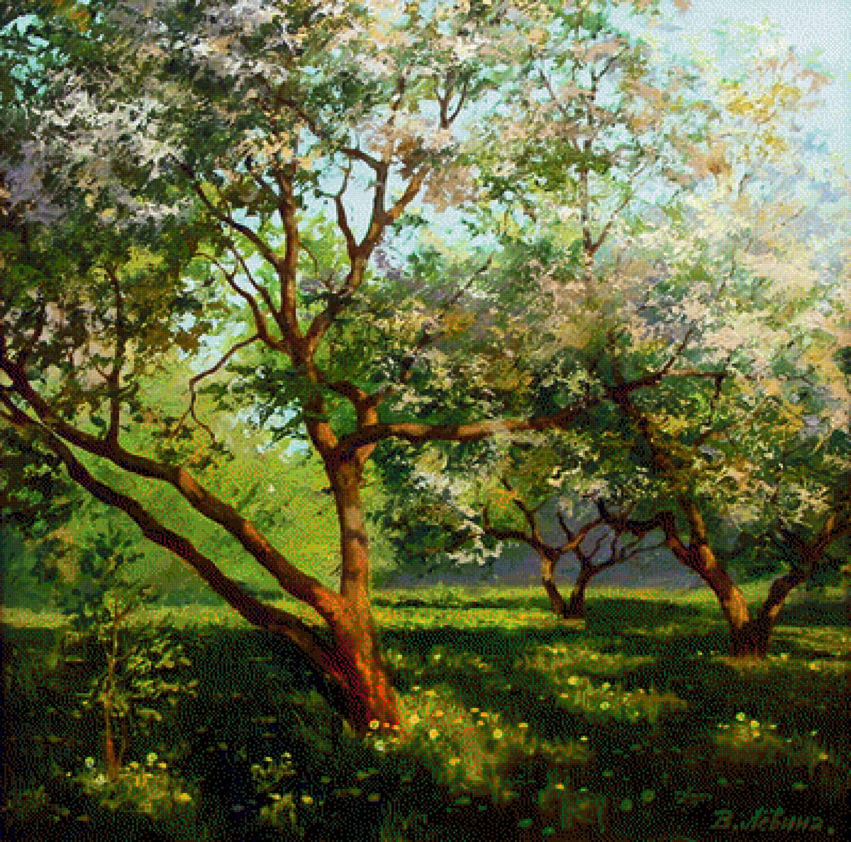 Картина Виктории Левиной - деревня, весна, спокойствие, природа, умиротворение - предпросмотр