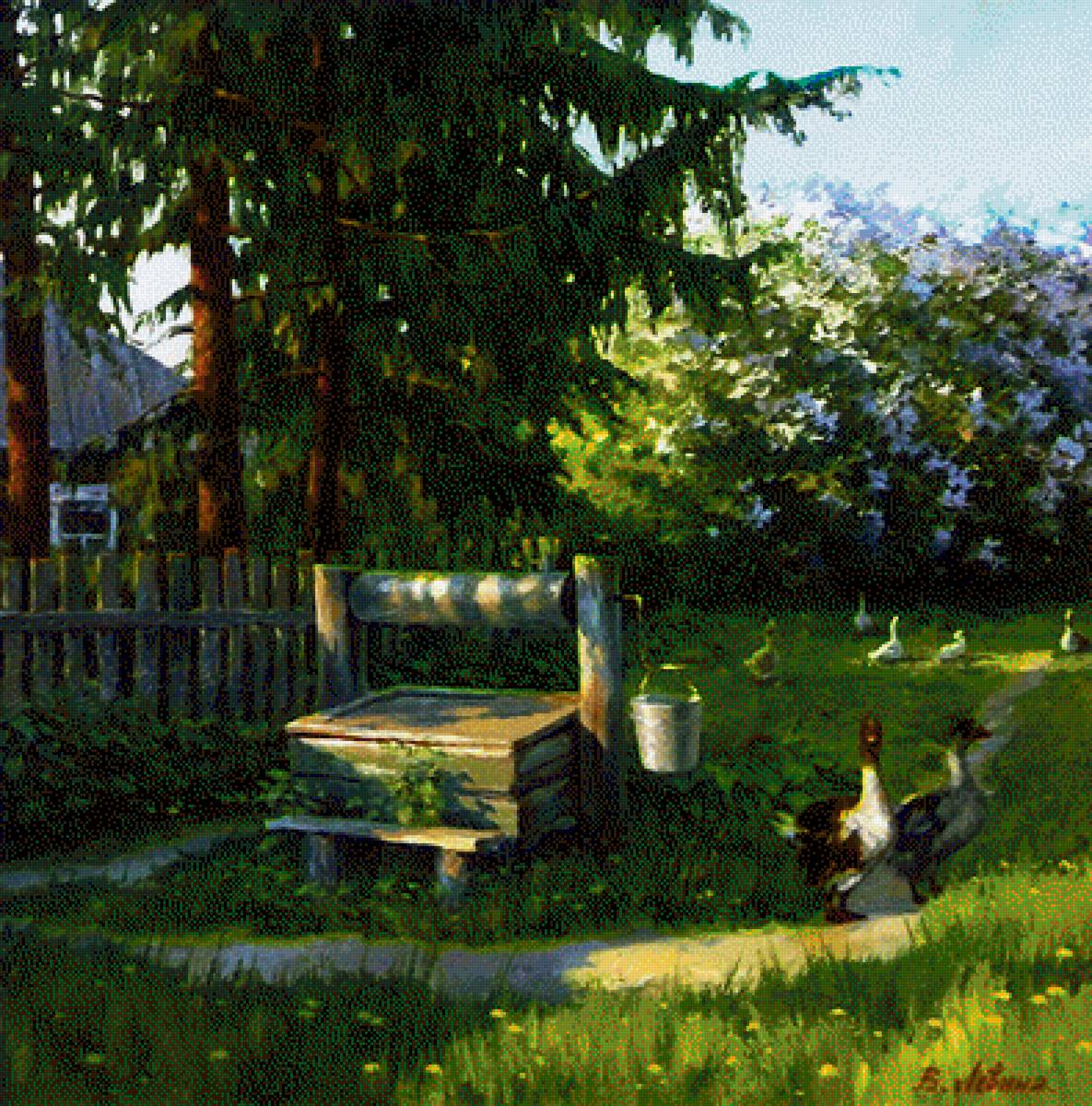 Картина Виктории Левиной - деревня, весна, спокойствие, умиротворение, природа - предпросмотр