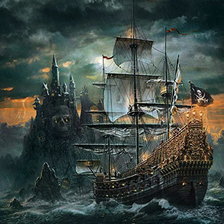 Схема вышивки «пиратский корабль»