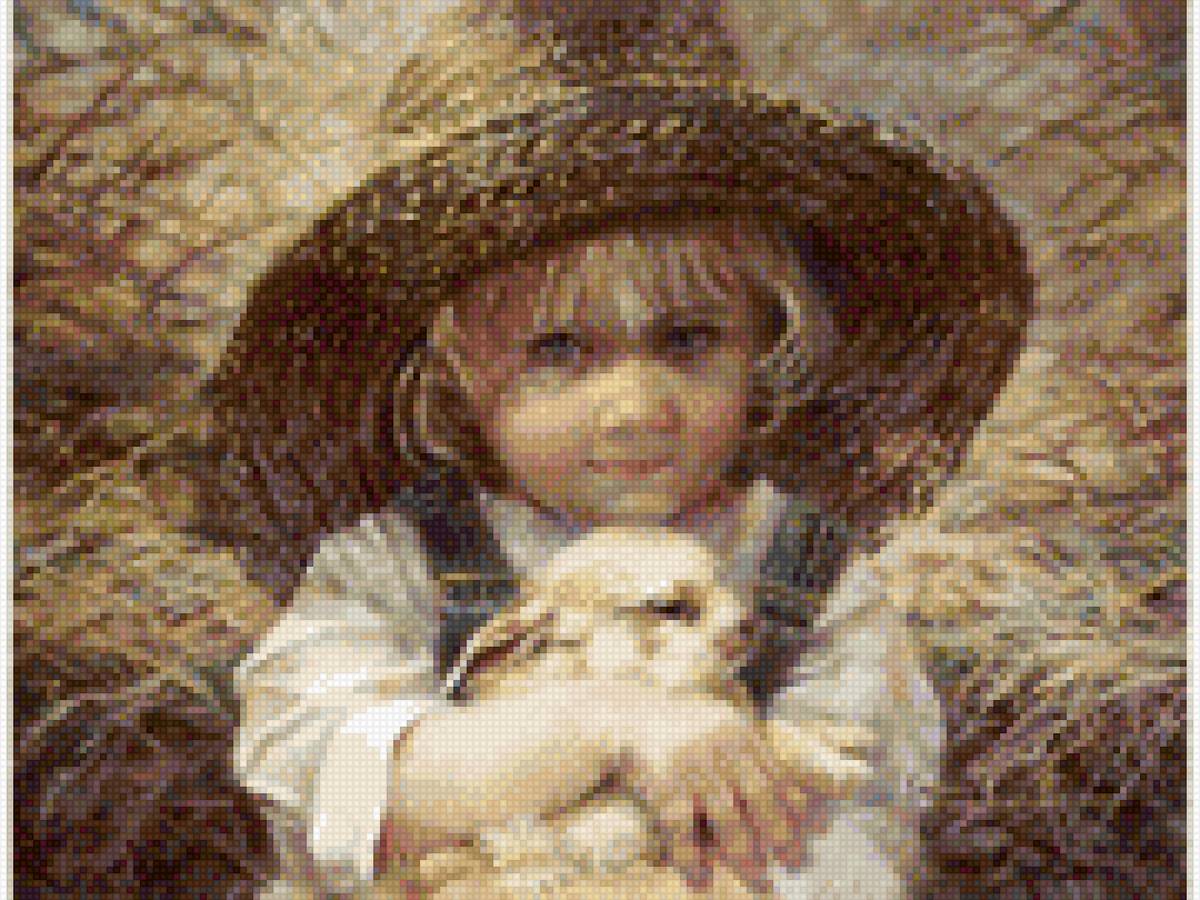 девочка и кролик - дети, девочка, кролик - предпросмотр