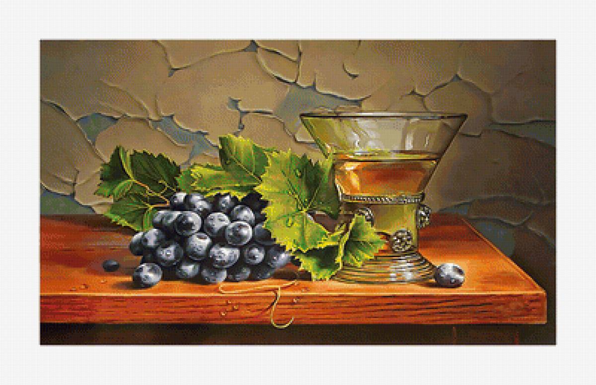 Натюрморт с виноградом. - натюрморт, чаша, живопись, виноград, ягоды - предпросмотр