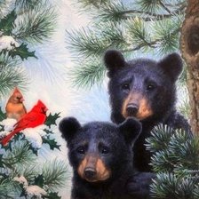 Схема вышивки «медвежата»