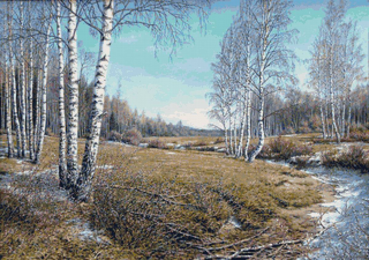 Весна - весна, деревья, пейзаж, ручей - предпросмотр