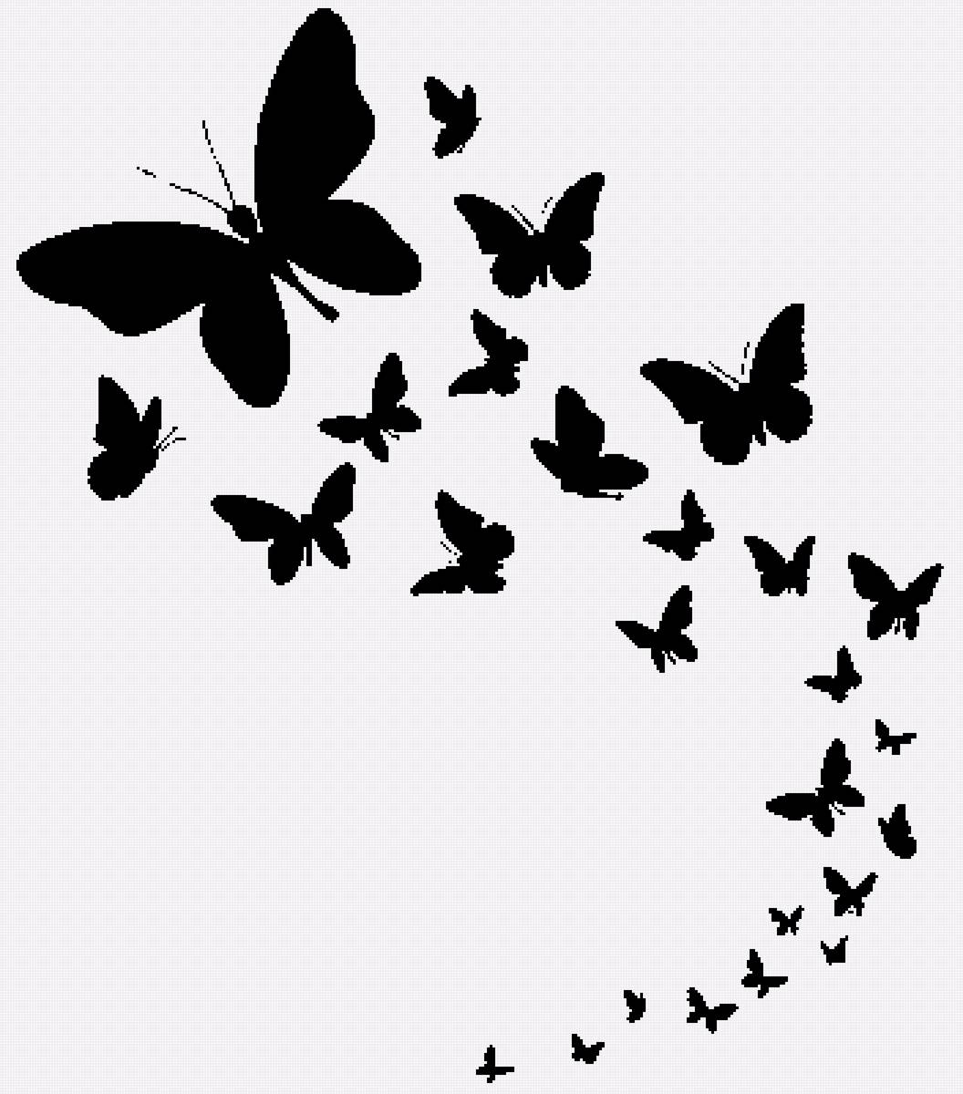 Бабочки - монохром - предпросмотр